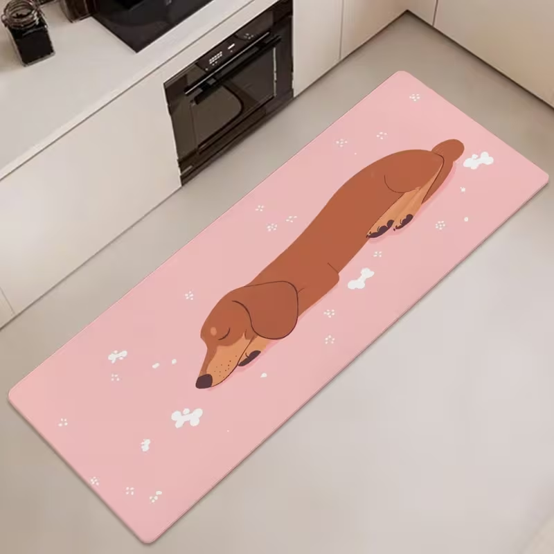 Commercial Printing Format - Sevimli Uyuyan Dachshund Uzun Mutfak Halısı