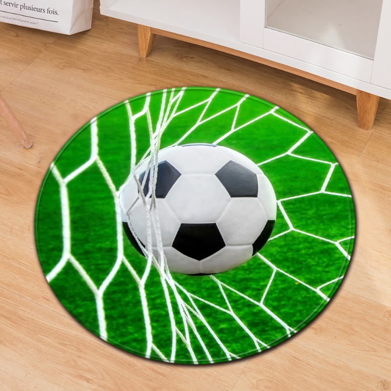 Commercial Printing Format - Futbol Temalı Yuvarlak Halı Spor Tarzı